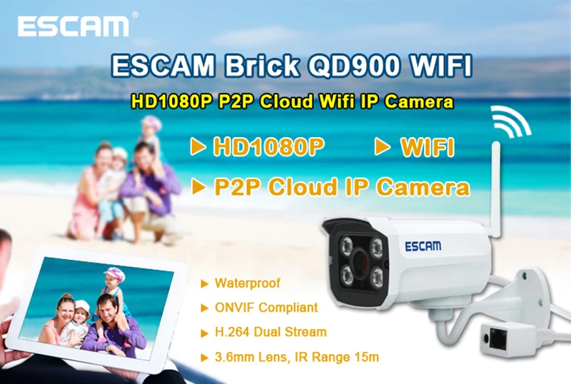 ESCAM QD900 HD 1080P 2MP wifi ip-камера сетевая инфракрасная пуля IP66 уличная Водонепроницаемая Onvif Беспроводная CCTV камера наблюдения s
