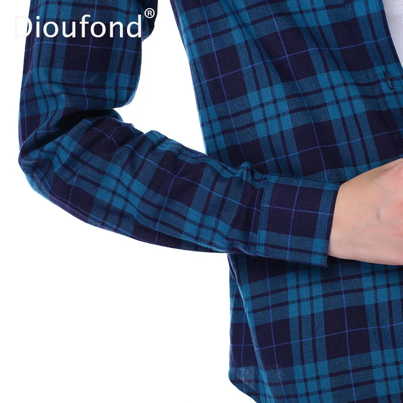 Женская фланелевая рубашка Dioufond клетчатая с вышитым карманом и длинным рукавом