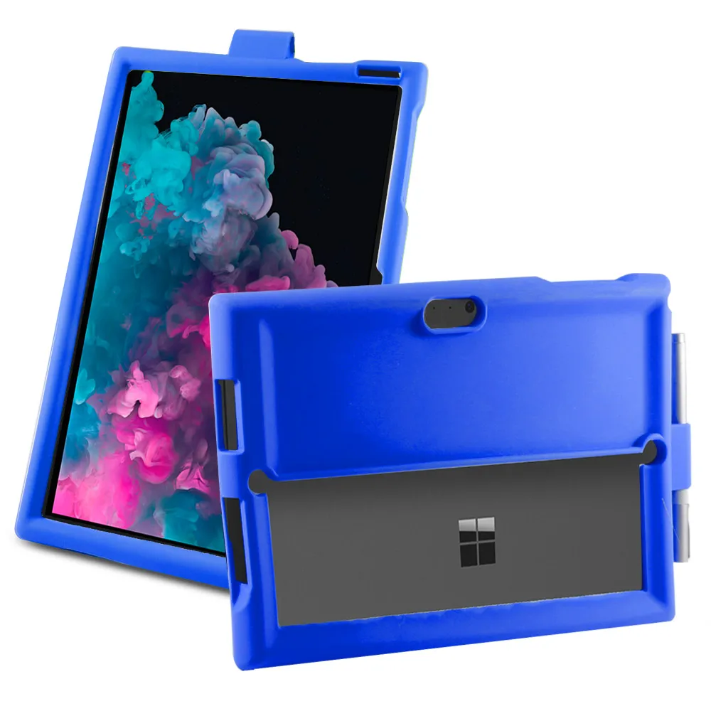 Чехол для планшета microsoft Surface Pro 3 4 5 6, силиконовый плоский чехол, противоскользящий противоударный рукав+ ручка, Накладка для подставки
