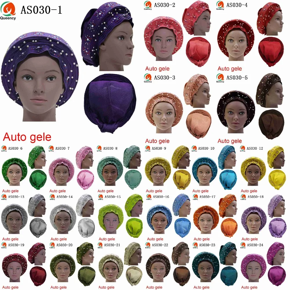 AS030 Queency Африканский Авто Gele уже изготовленный Headtie asooke материал 1 шт./упак.