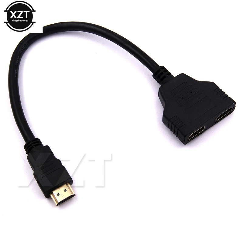 Новинка 1080P 1 шт. штекер на двойной HDMI-совместимый 2 гнездовой Кабель разветвитель
