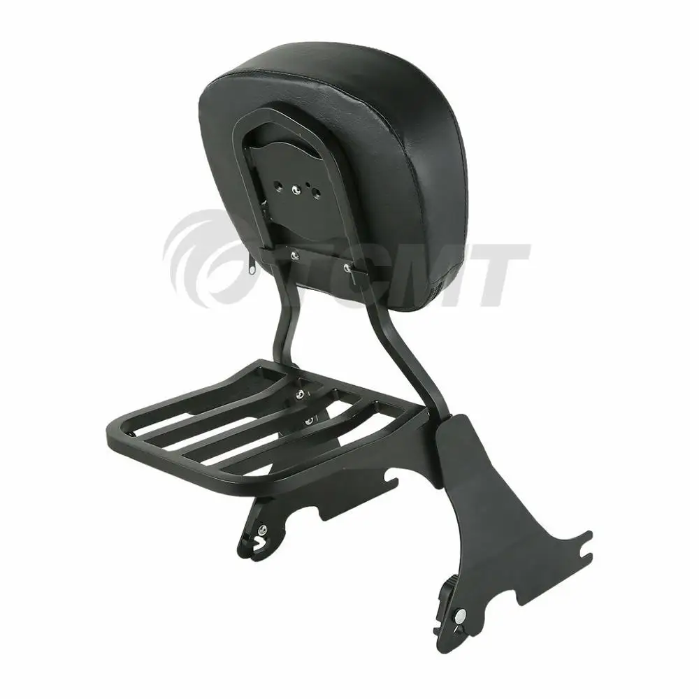 

Motorcycle Black/Chrome Backrest Sissy Bar & Luggage Rack For Harley Sportster XL 883 1200 Custom 2004-later
