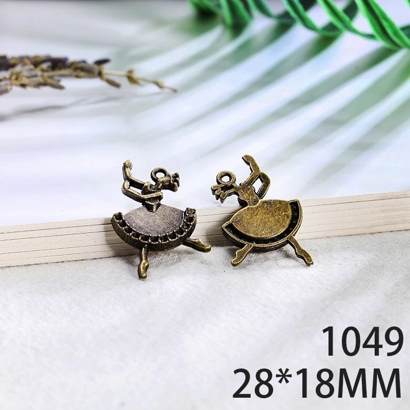 

28*18mm 6pcs Ballet Girl Alloy Pendant For Diy Jewelry Making 2 Colors Antique Silver Antique Bronze No.1049