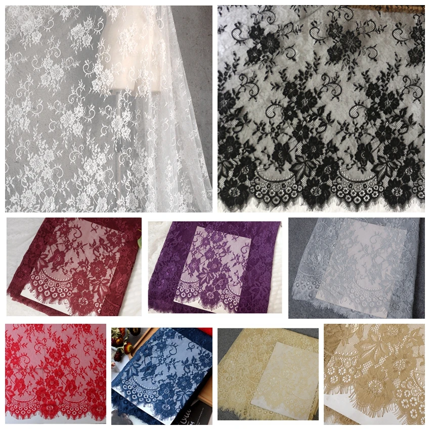 3M/Lot 150CM Wide Thick Eyelash Lace Fabric Wedding Dress Diy Craft Clothing Skirt Evening Gown Curtain Materials | Дом и сад