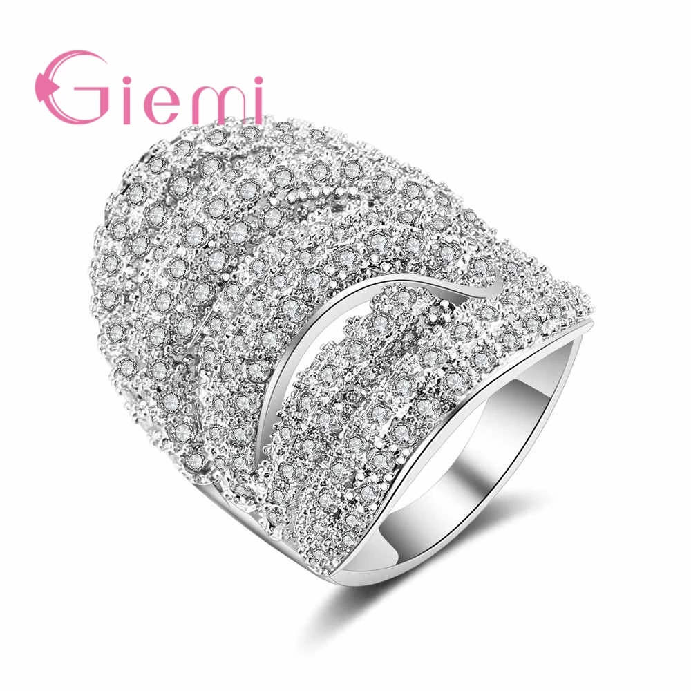 

Fashion Zirconia Rings For Women Top Quality 925 Sterling Silver Paved Micro AAA CZ Austrian Crystal Jewelry Bague