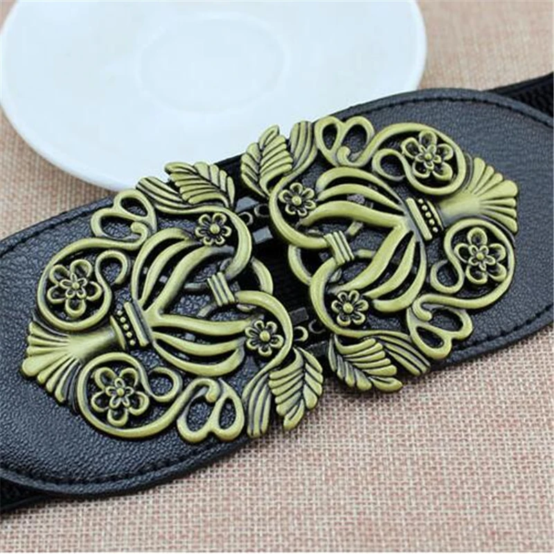 JXQBSYDK Brand Belts Beautiful Flower Pattern Buckle Fashion for Women 6cm Wide Elastic Female Corset | Аксессуары для одежды