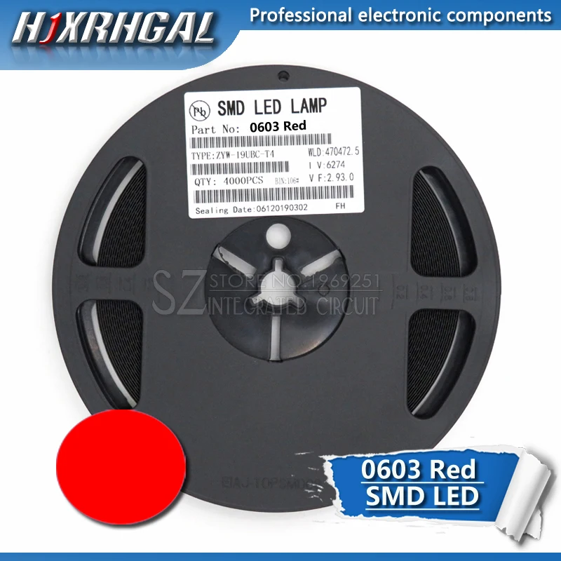 1 Катушка 4000 шт. красный светодиод 0603 SMD светильник и оригинальный hjxrhgal|Диоды| |