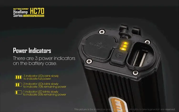 Налобный фонарь NITECORE HC70 CREE XM-L2 U2 светодиодный Макс. 1000LM дальность луча 180 м перезаряжаемый головной светильник для велосипеда головной светильник searh светильник