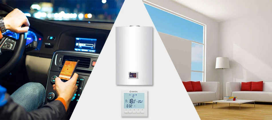 3 штуки, белая подсветка, Wifi, газовый котел, регулятор температуры нагрева, умный телефон, термостат с замком для детей