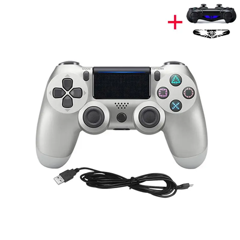 Серебристый Для PS4 USB проводной геймпад пульт дистанционного управления для ПК Джойстик геймпады для sony Platstaion 4 PS4 игровые аксессуары - Цвет: Серебристый