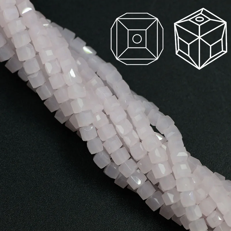 pink jade ZHUBI 100 шт 3 мм модные разделительные кубики граненые хрустальные бусины амулеты конфетные стеклянные Квадратные бусины для изготовления ювелирных изделий из бисера - Цвет: pink jade