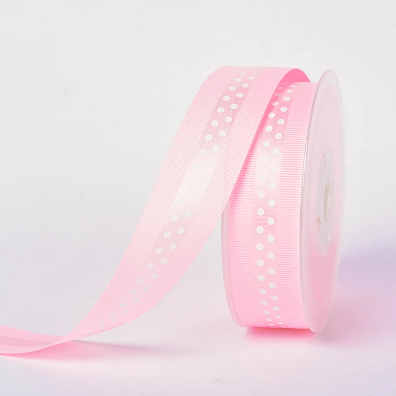 pearl pink 123 YAMA Grosgrain атласная лента с принтом в горошек 25 мм 100 ярдов и 1 дюйм для платья ручной работы, вечерние ленты на свадьбу, подарки для рукоделия - Цвет: pearl pink 123