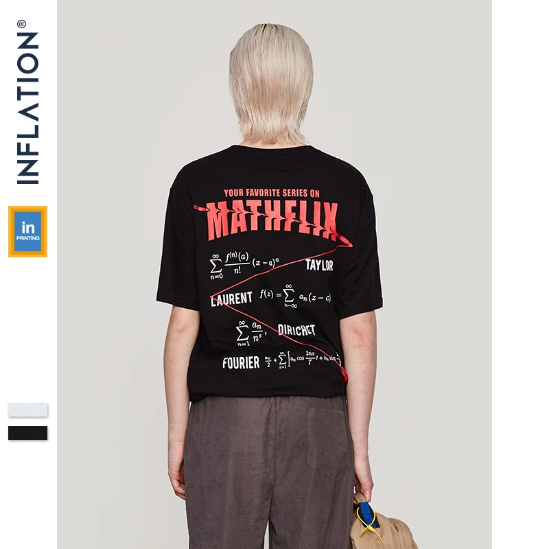 Инфляции 2019 новая футболка мужские черные и белые 100% хлопок футболки