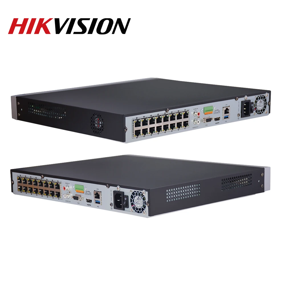 Hikvision POE NVR DS 7616NI I2/16P 16CH H.265 12mp для IP Камера Поддержка двухстороннее аудио HIK
