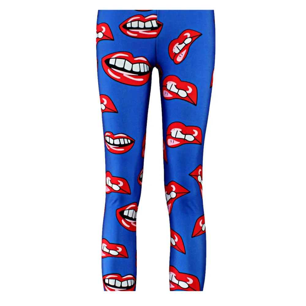 

Elastic Casual Pants 3D Digital Printing Red lips Pattern Women Leggings 7 sizes Fitness Clothing Free Shipping