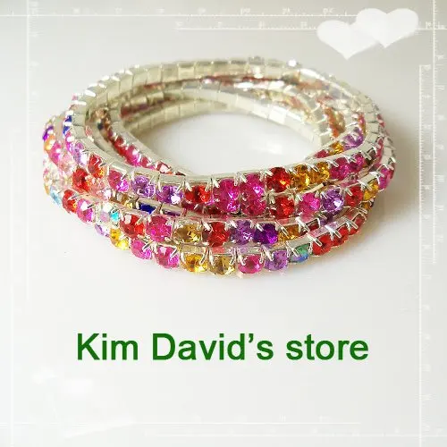 Эластичный браслет стразы 20x разных цветов с кристаллами теннисные браслеты для
