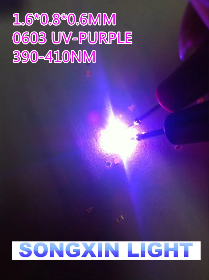 Сверхъяркая Светодиодная лампа 100 SMD SMT УФ/фиолетовый цвет светодиодные