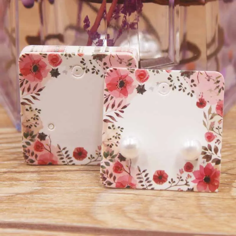 card same as pic 50 шт. маленькие серьги в форме Ловца снов, бумажная посылка, открытка, ручная работа/цветок/романтическое сердце, элегантные серьги-гвоздики - Цвет: card same as pic