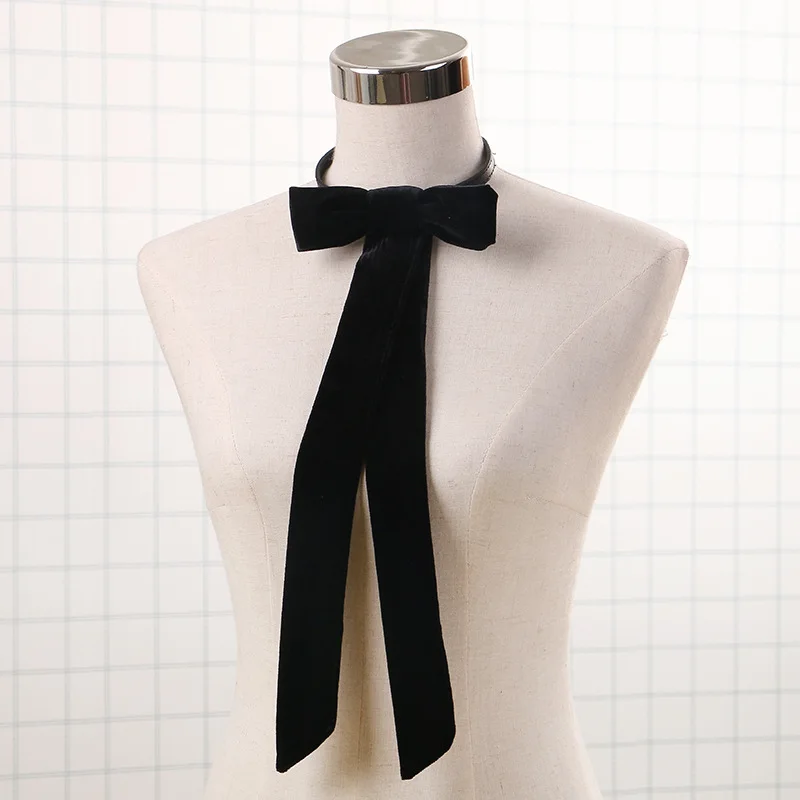 Черный замшевый галстук-бабочка чокер на шею цепочка новый стиль мини-шарф