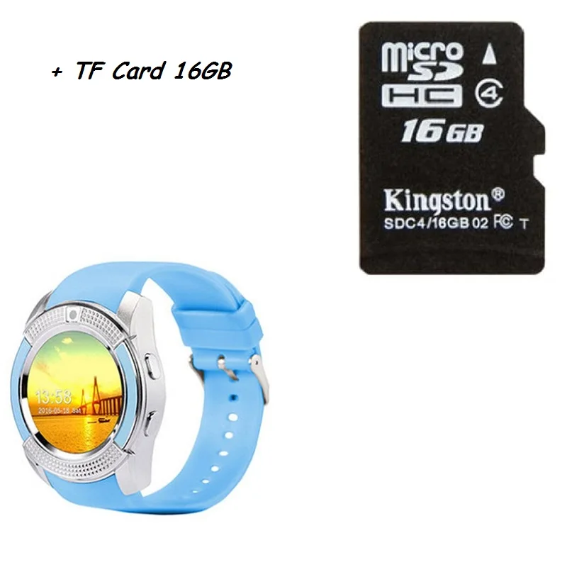 Blue with TF 16GB Stepfly SM08 Смарт-часы 1,22 дюймов полный круглый дисплей 2G один nano sim bluetooth Смарт-часы - Цвет: Blue with TF 16GB