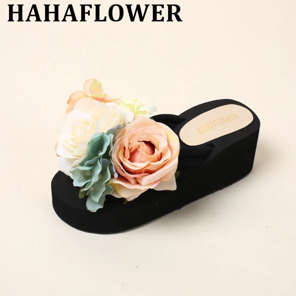 

Женские разноцветные сандалии HAHAFLOWER, летние пляжные туфли без застежек, Размеры 35-41