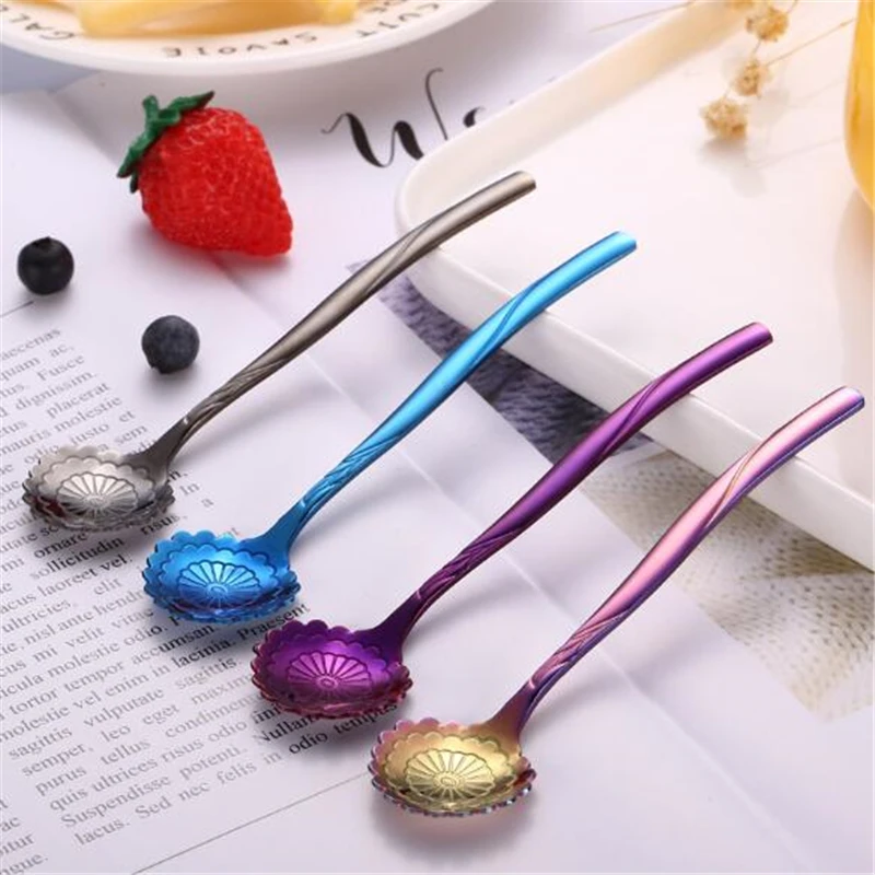 Delicate Coffee Spoon Small Teaspoon Dessert Ice Cream Spoons Cute Flower Vintage Metal Soup Mini Home Accessories | Дом и сад