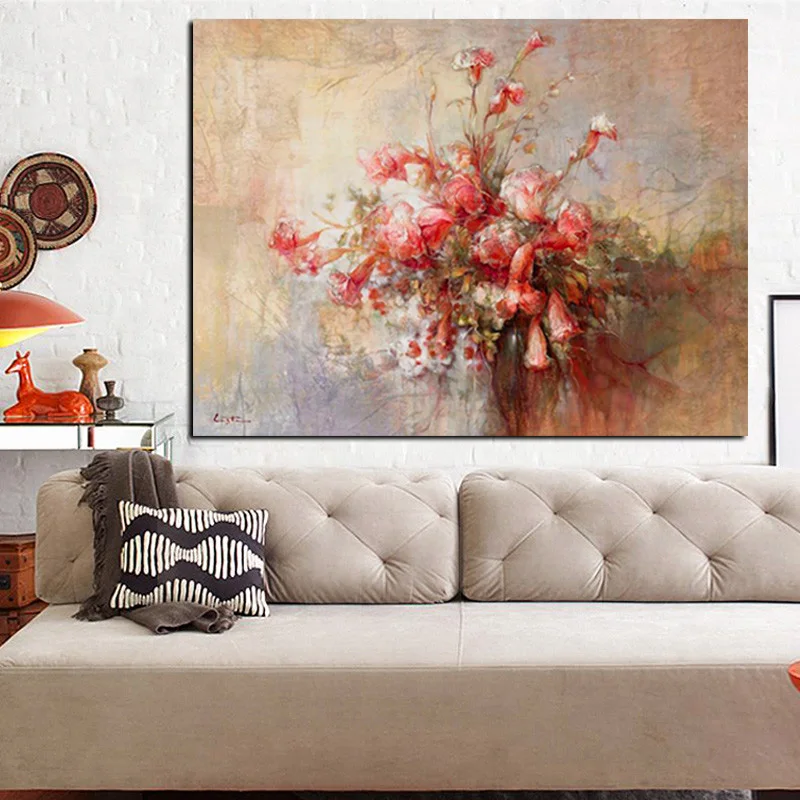 

Big Size HD Print Abstract Floral Flower Oil Painting Modern Minimalist Alpine Orchid Poster Wall Art Picture Home Cuadros Decor