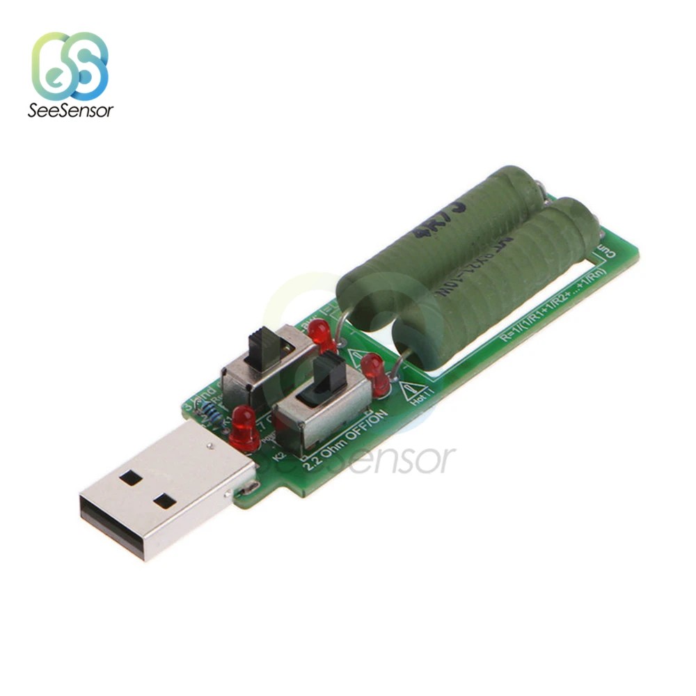 

USB Resistor DC Electronic Load With Adjustable Switch 5V 1A/2A/3A Battery Capacity Voltage Discharge Resistance Tester
