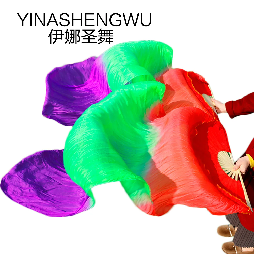 

100% Natural Silk Stage Performance Props Dye Fans Belly Dance Fans Handmade Bamboo Ribs Women Belly Dance Fans