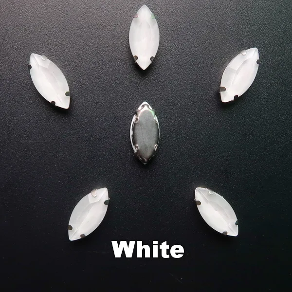 A1 White Желе конфеты AB цвета стекло кристалл серебро коготь настройки 7*15 мм Navette Маркиза Форма пришить Стразы Бисер свадебное платье diy - Цвет: A1 White