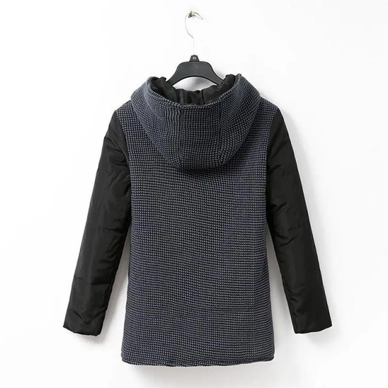 Женская трикотажная куртка с капюшоном теплая толстая пуховая размера плюс 4XL LQ624