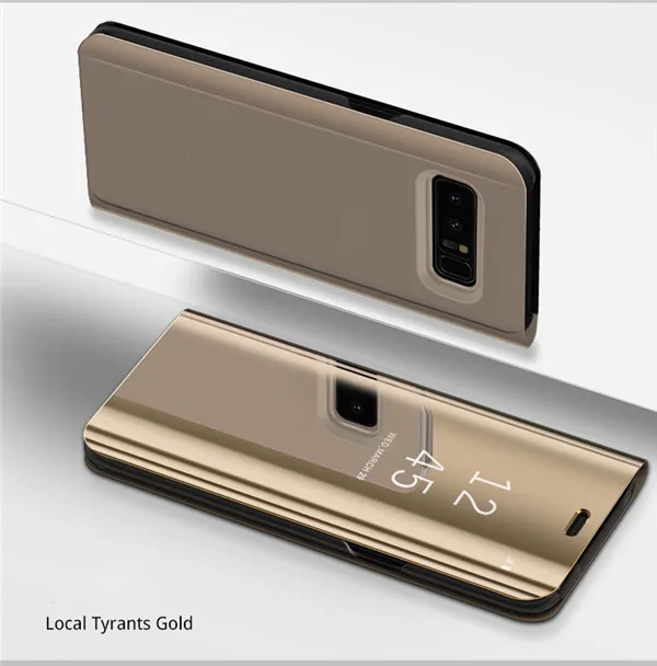 gold Роскошный защитный флип-чехол на весь экран для samsung Galaxy S9 S6 S7Edge Note8, прозрачный зеркальный чехол для samsung J3 J5 J7 - Цвет: gold