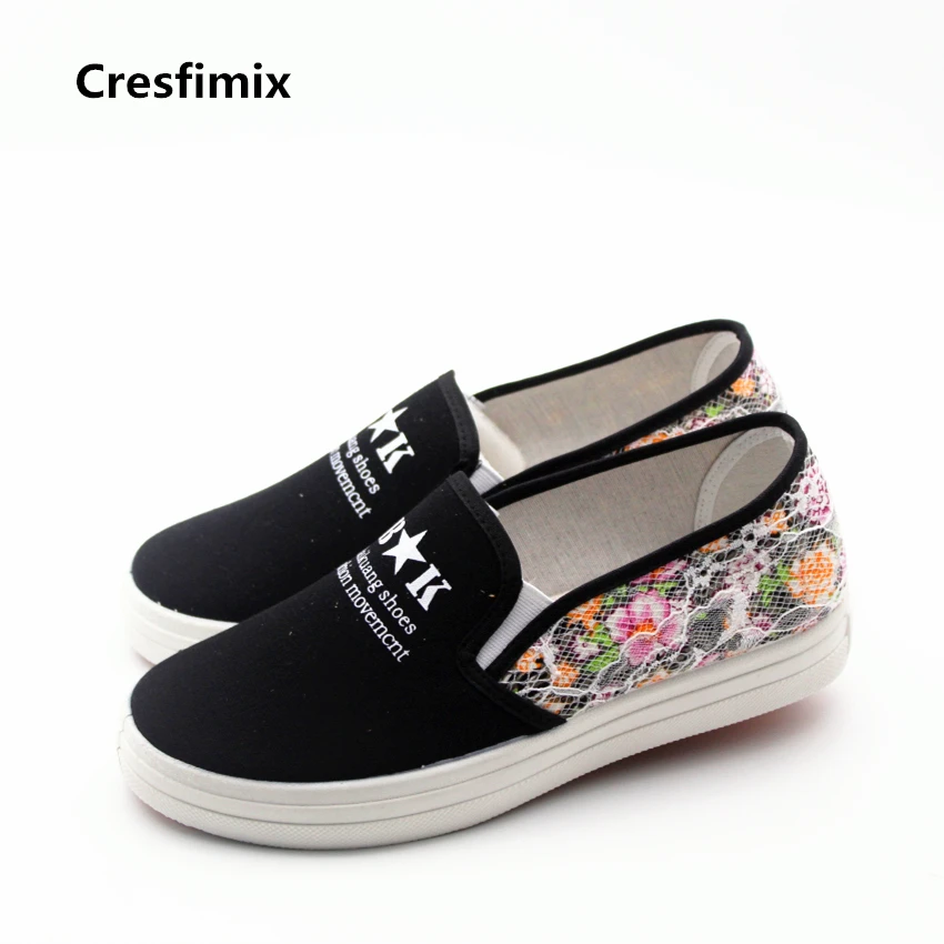 Женские повседневные холщовые туфли Cresfimix высокого качества на плоской подошве