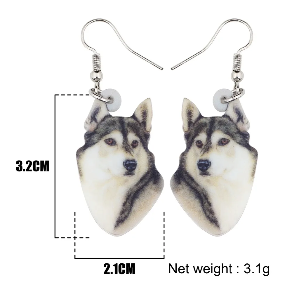 Bonsny милые Alaskan Malamute серьги с собаками большие длинные висячие Висячие животные