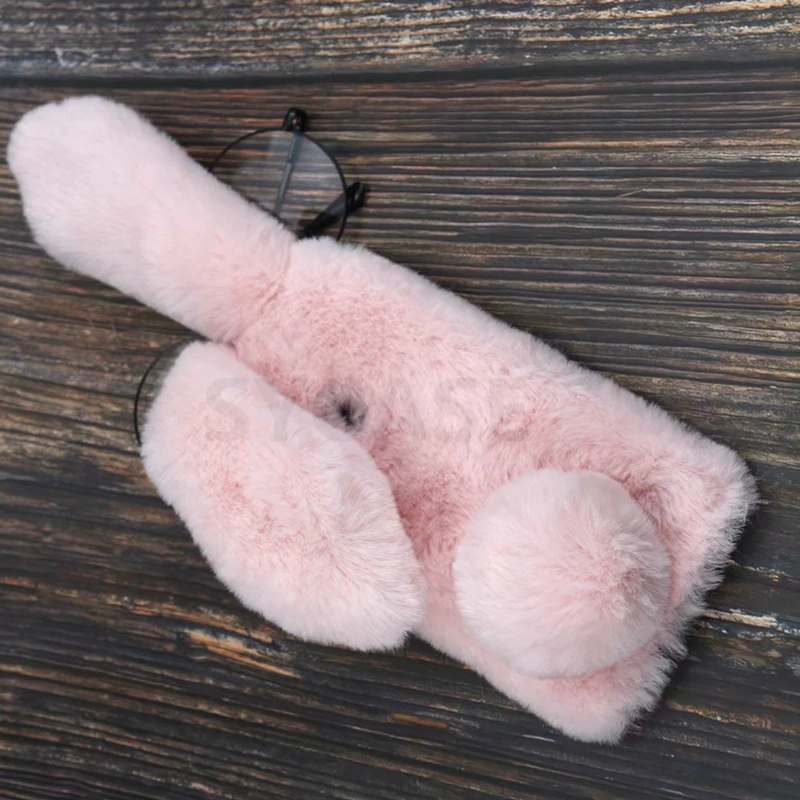 SYCASE For iPhone X XR XsMax Winter Cute Rabbit Furry phone case All Inclusive Drop Protection Cover Case Girl |