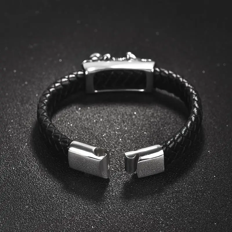 Панк Мужчины скорпион кожаный мужской Браслет Плетеные Браслеты слайдер