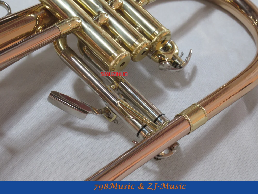 Розовый латунный Bb триггер Flugelhorn Monel Piston Abalone Shell Key с чехлом | Спорт и развлечения