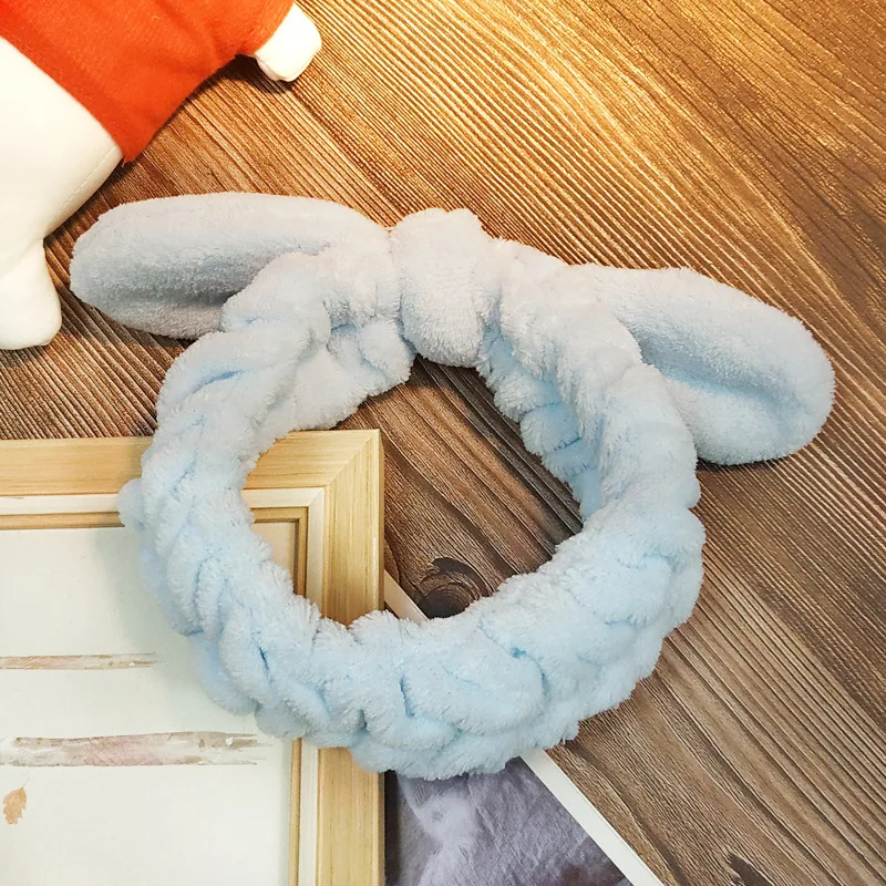 Женские корейские повязки для волос с милыми заячьими ушками аксессуары мытья