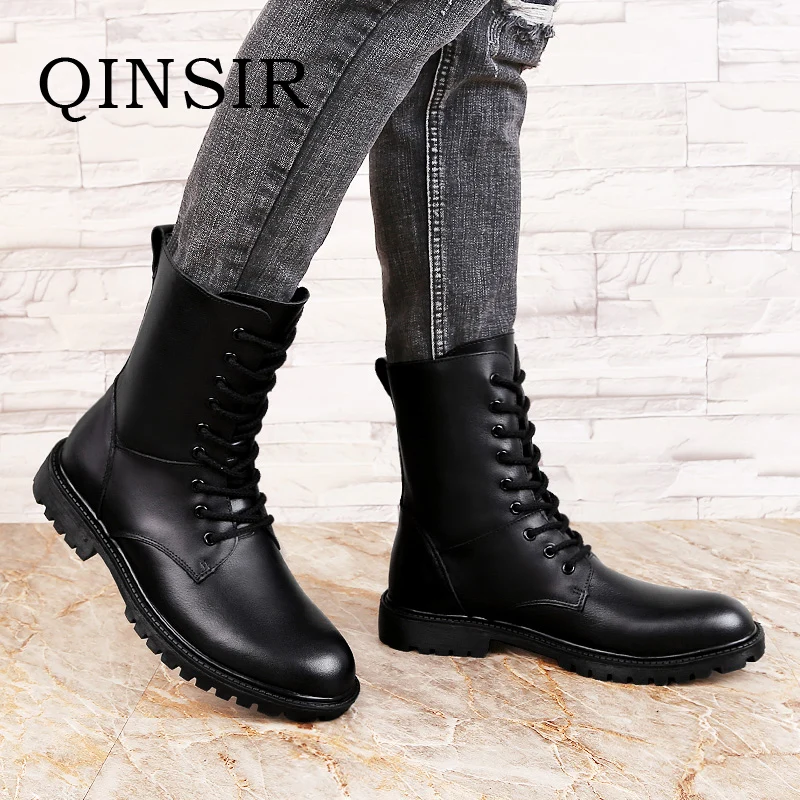 

Winter Martin Military Boots Men Shoes Genuine Leather Mens Boots Plush Fur Boots Autumn Winter Casuals Shoes Zapatos Hombre