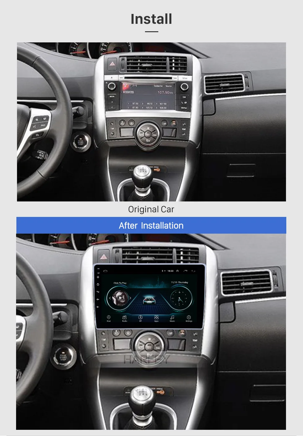 Harfey Android 8,1 " gps навигация радио для Toyota Verso 2011- с Wi-Fi Bluetooth AUX поддержка Carplay Цифровое ТВ SWC