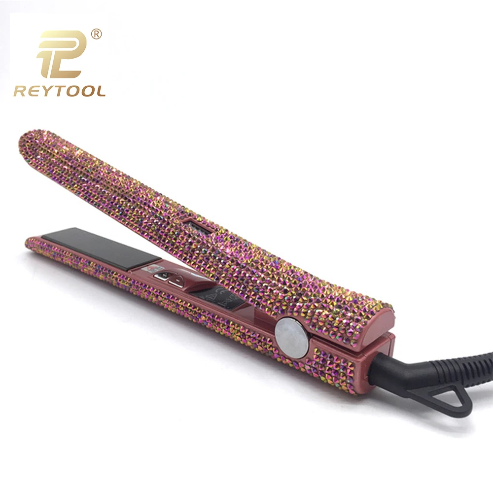 Выпрямитель для волос с кристаллами и ЖК дисплеем|titanium hair straightener|titanium hairstyling tools |