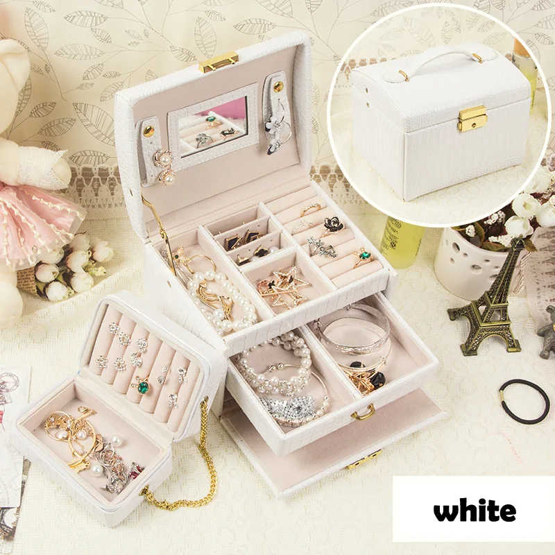 Новая женская 3-уровневая шкатулка для ювелирных изделий Подарочная коробка