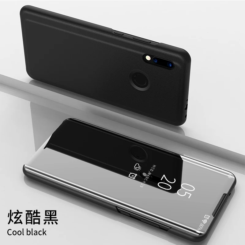 OPPO Realme 3 чехол с зеркальным окном и держателем Роскошный кожаный высокого