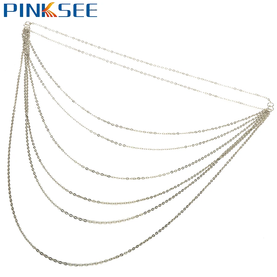 Retro Punk Multilayer Long Chain Necklace for Women Lady Multi Layers Silver Color Tassel Necklaces Sweater Maxi Jewlery | Украшения и