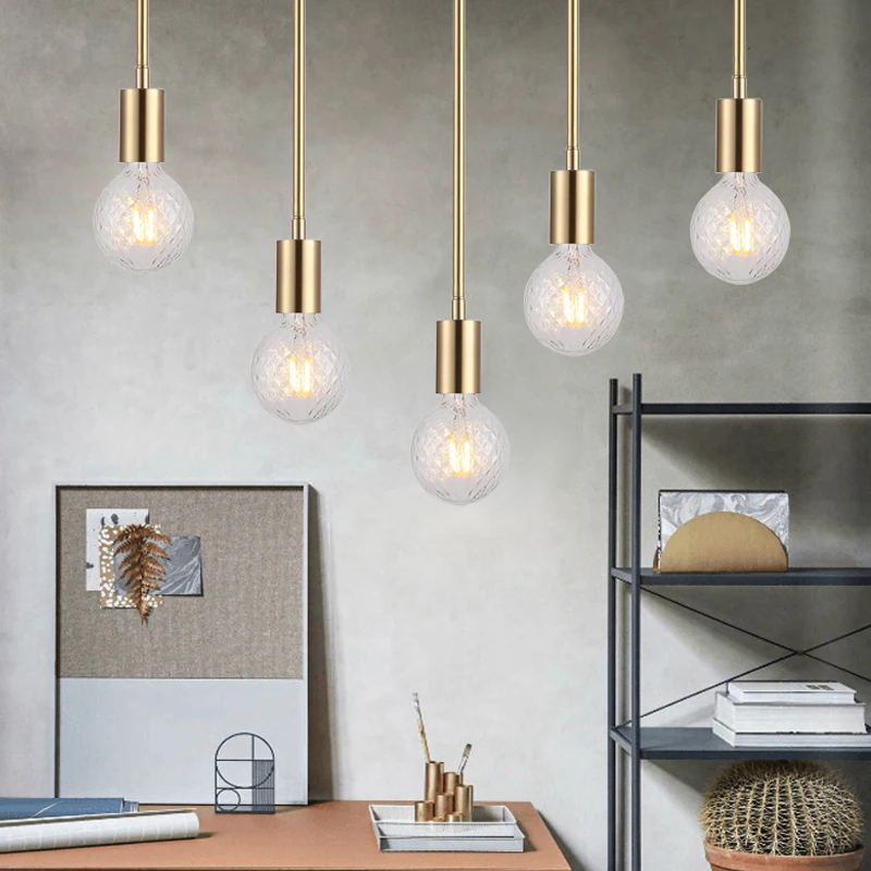 

American Creative Glass Ball Pendant Lights Iron Hoop Hang Lamp for Bedroom Cafe Restaurant Bar Indoor Lighting Fixtures Decor