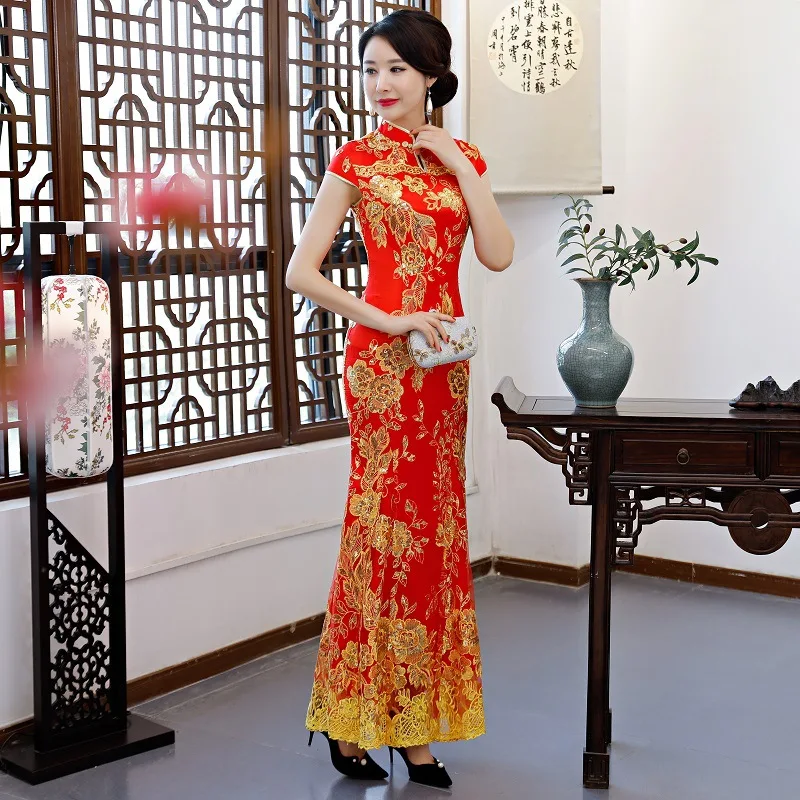 Green Vintage Chinese Style Wedding Dress Retro Long Gown Marriage Cheongsam Qipao Party Evening Vestidos Clothe S-4XL | Тематическая