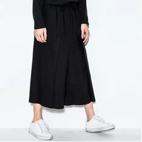 27-44! Брюки-клеш мужские из хлопка и льна Модные свободные штаны до щиколотки с