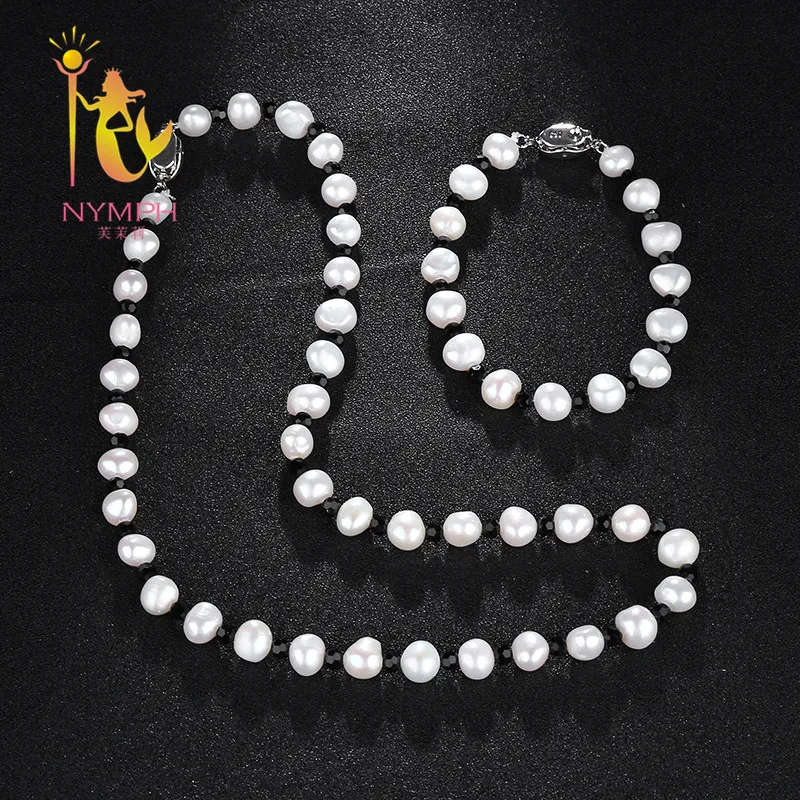 [NYMPH] набор ювелирных изделий из жемчуга настоящее ожерелье пресноводного