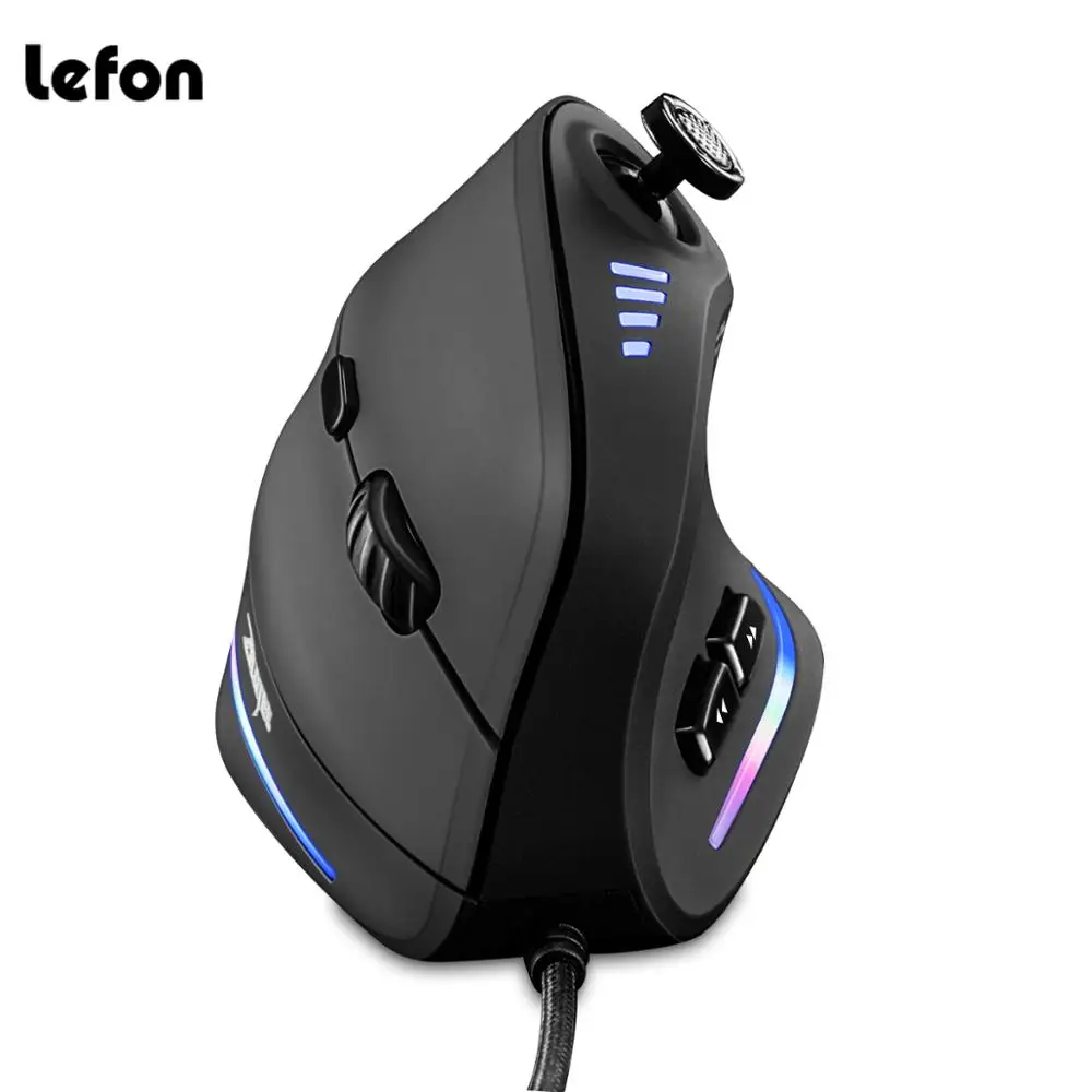 

ZELOTES Vertical Gaming Mouse Wired RGB Ergonomic USB Wired Mouse Programmable Laser Mice 10000 DPI for Gamer joysticks C18