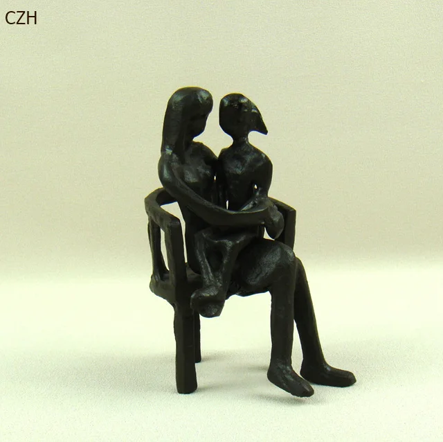 Ручная работа, металлическая миниатюрная скульптура для мамы и дочки, абстрактная чугунная скульптура, Декор, украшение, подарок для мамы и дня рождения